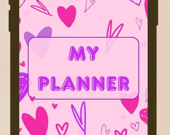 Phone Planner Cute, Iphone Planner, Digital Planner for smartphones, Pink Planner, Vintage digital planner, Mobile Planner,That Girl Planner