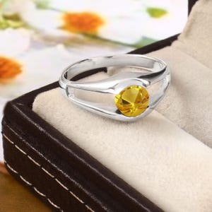 Natural Citrine Ring, Solid 925 Sterling Silver Ring, Handmade Ring, Anniversary Ring, Wedding Gift, Elegant Citrine Ring, Gift for her Ring