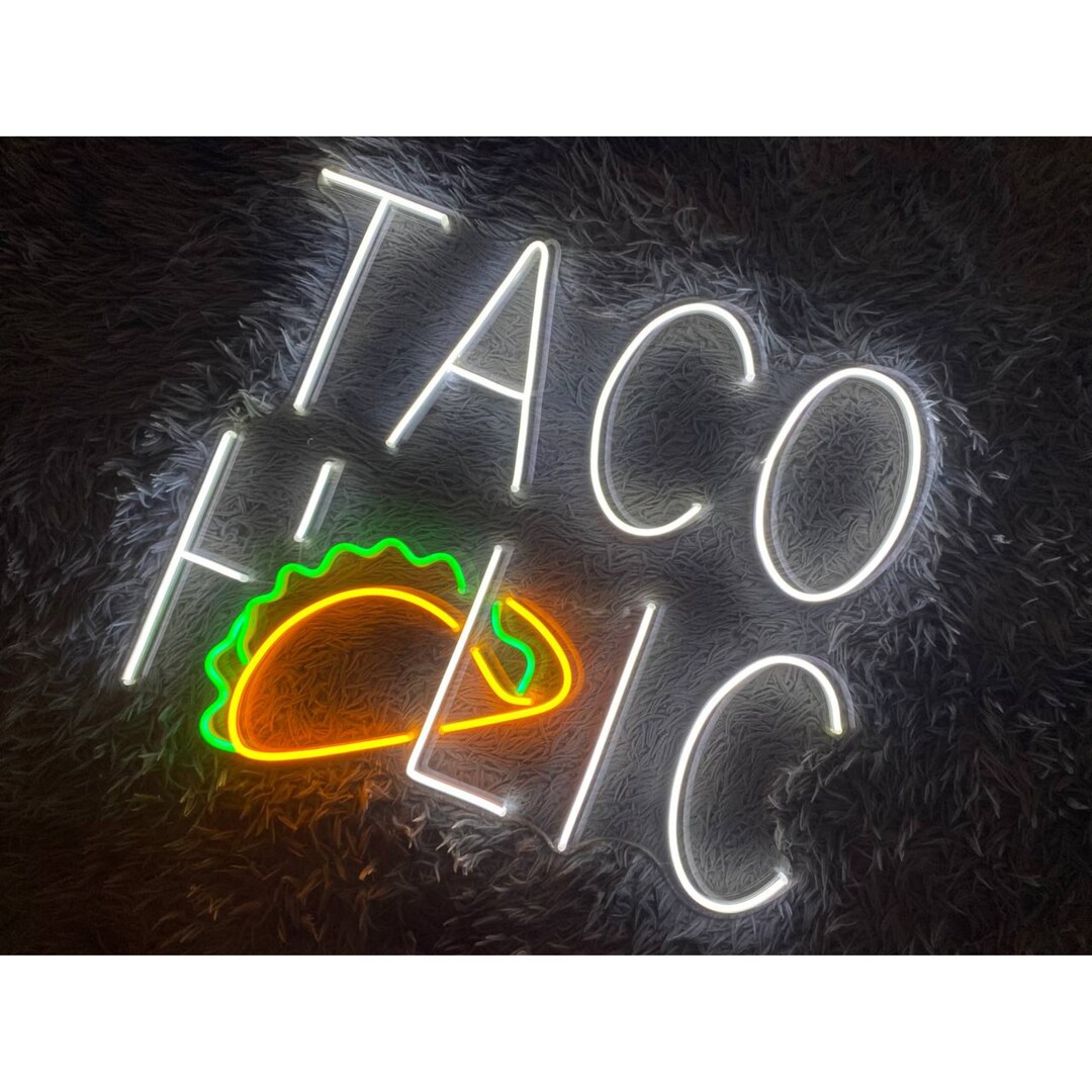 Taco Holic Neon Sign Tacos Led Light Tacos Neon Light Taco Etsy