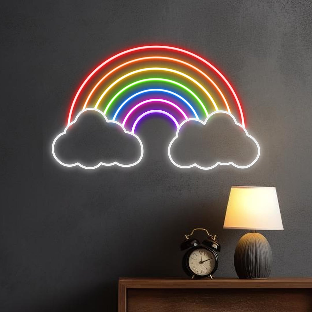 Rainbow Cloud Neon Sign Cloud Rainbow Led Light Rainbow Neon Etsy