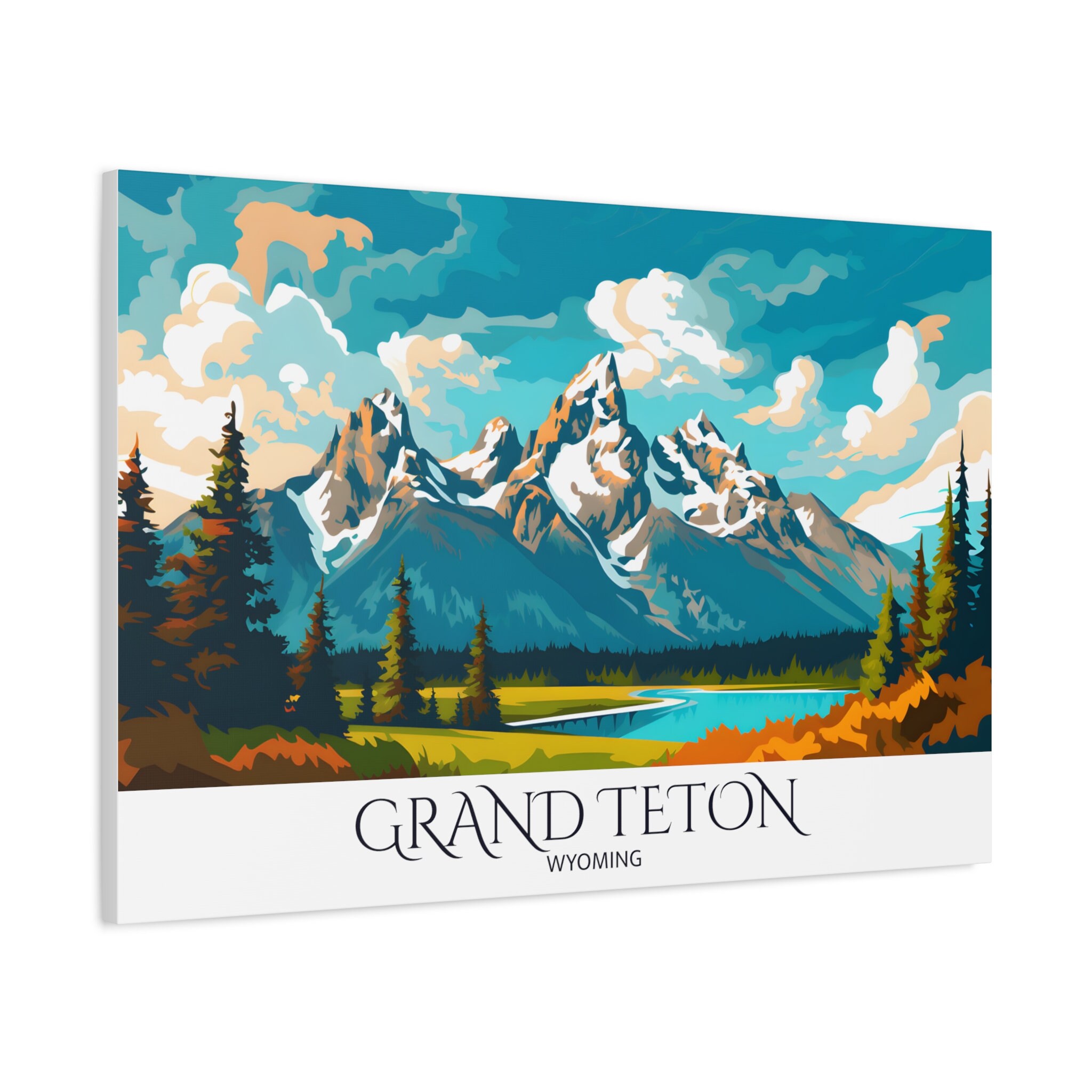 On Canvas Grand Teton National Park Wyoming Travel Poster Print Wall ...
