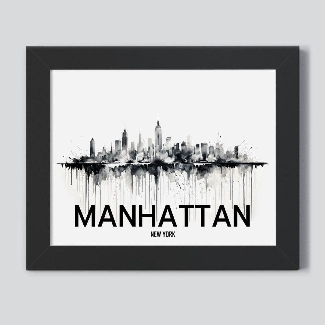 Manhattan City Skyline New York USA Travel Poster Print Wall Art Home ...