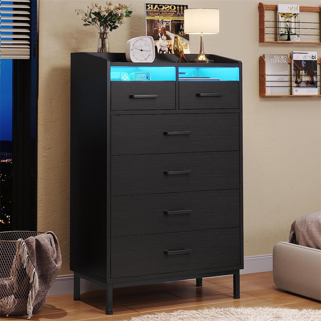 Black Dresser Bedroom Sorting Storage Unique Acrylic Panel - Etsy