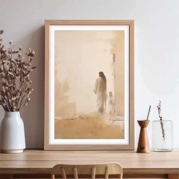 Jesus Heals the Bleeding Woman, Digital Print, Woman With Issue of Blood, Bible Sketches, Jesus Parable, Bible Wall Art, Christian Faith