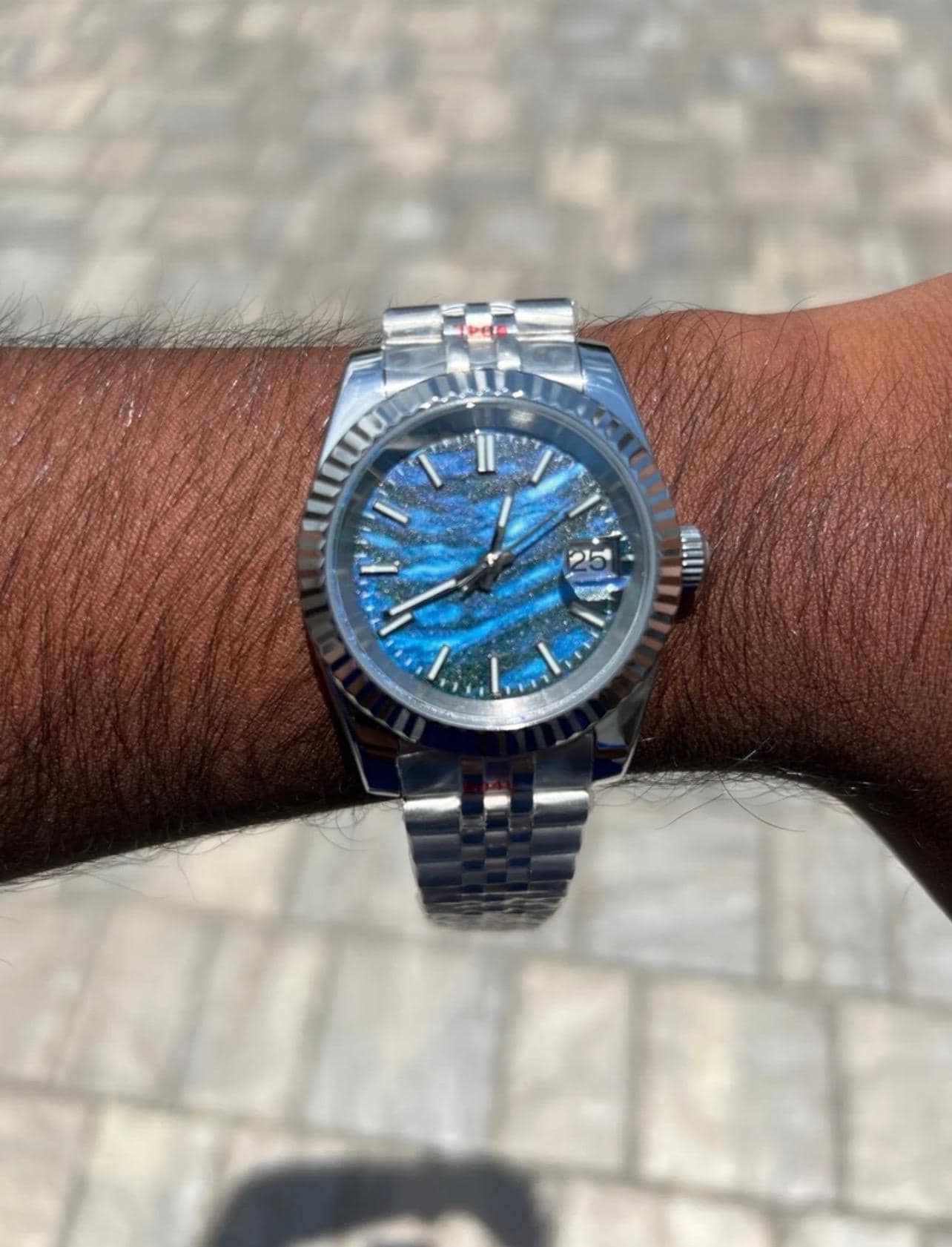 Horlogemodel: roestvrijstalen meteorietblauwe wijzerplaat - 39 mm