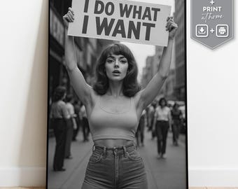 Lámina de arte feminista / Mujer retro, mensaje contundente (Descarga digital)