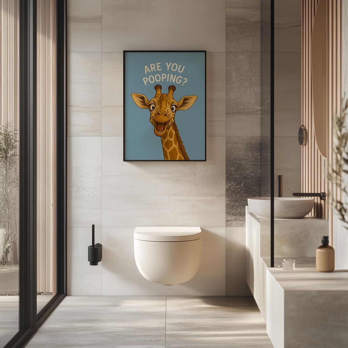 Funny Giraffe Bathroom Poster, Are You Pooping Wall Art, Cute Animal ...