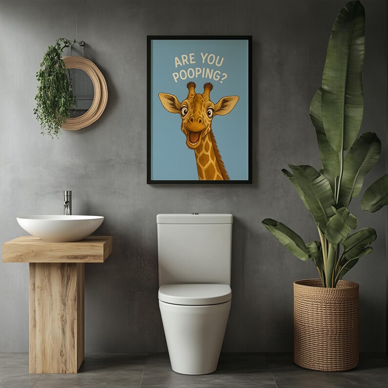 Funny Giraffe Bathroom Poster, Are You Pooping Wall Art, Cute Animal ...
