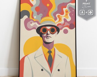 Psychedelisches Retro Männer Porträt, Pop Art (Digitaler Download)