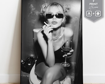 Bezaubernde Frau auf Toilette Druck | Lustige Badezimmer Kunst (Digitaler Download)