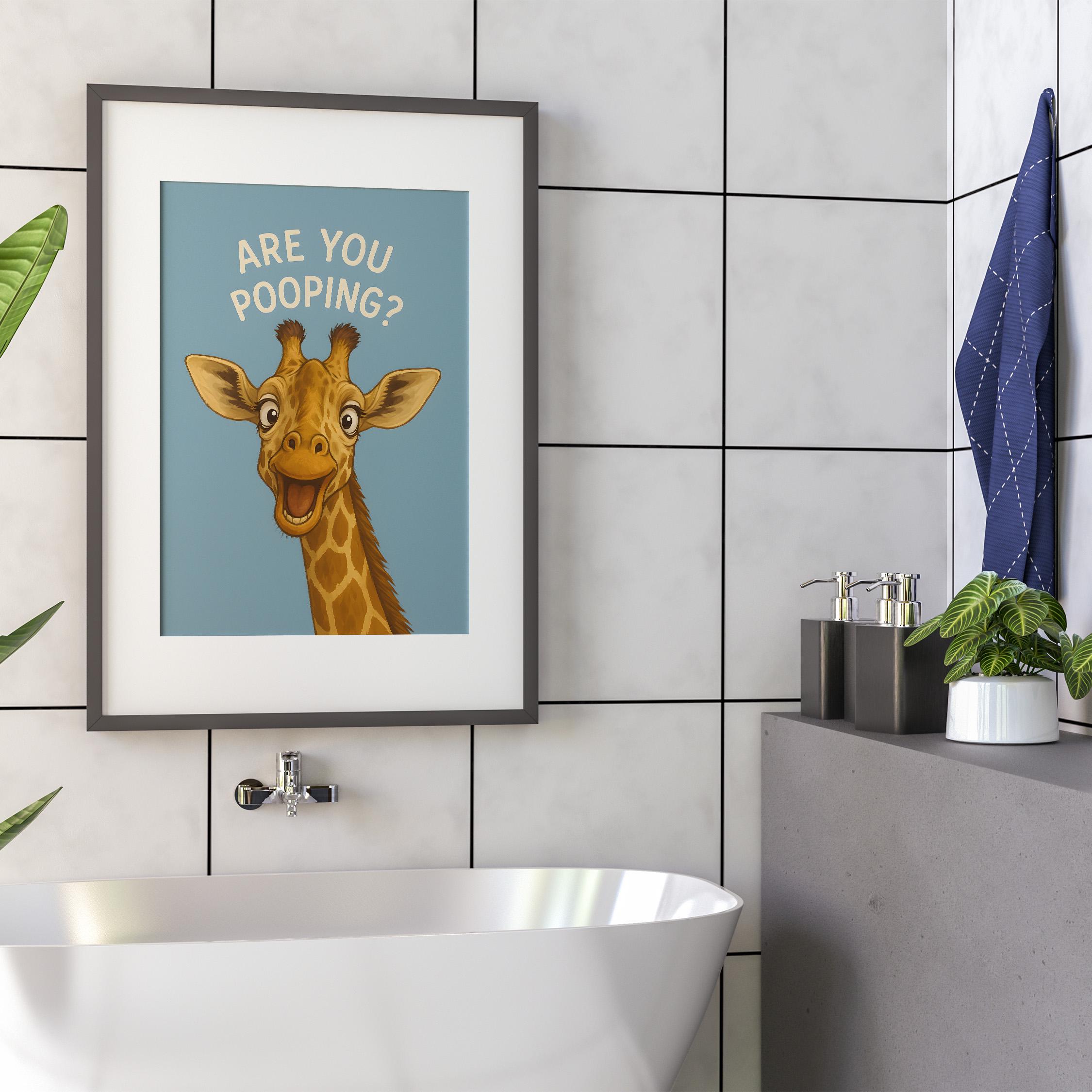 Funny Giraffe Bathroom Poster, Are You Pooping Wall Art, Cute Animal ...