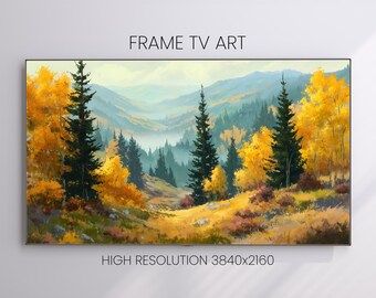 Golden Autumn Forest Frame TV Art – 4K/8K Fall Landscape (Digital Download)