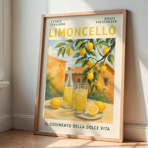 Limoncello Druck ästhetische Zitrone Wand Kunst italienisches Cocktail Poster Bar Warenkorb Dekor trendige Sommerküche Printable, Digital Download Print