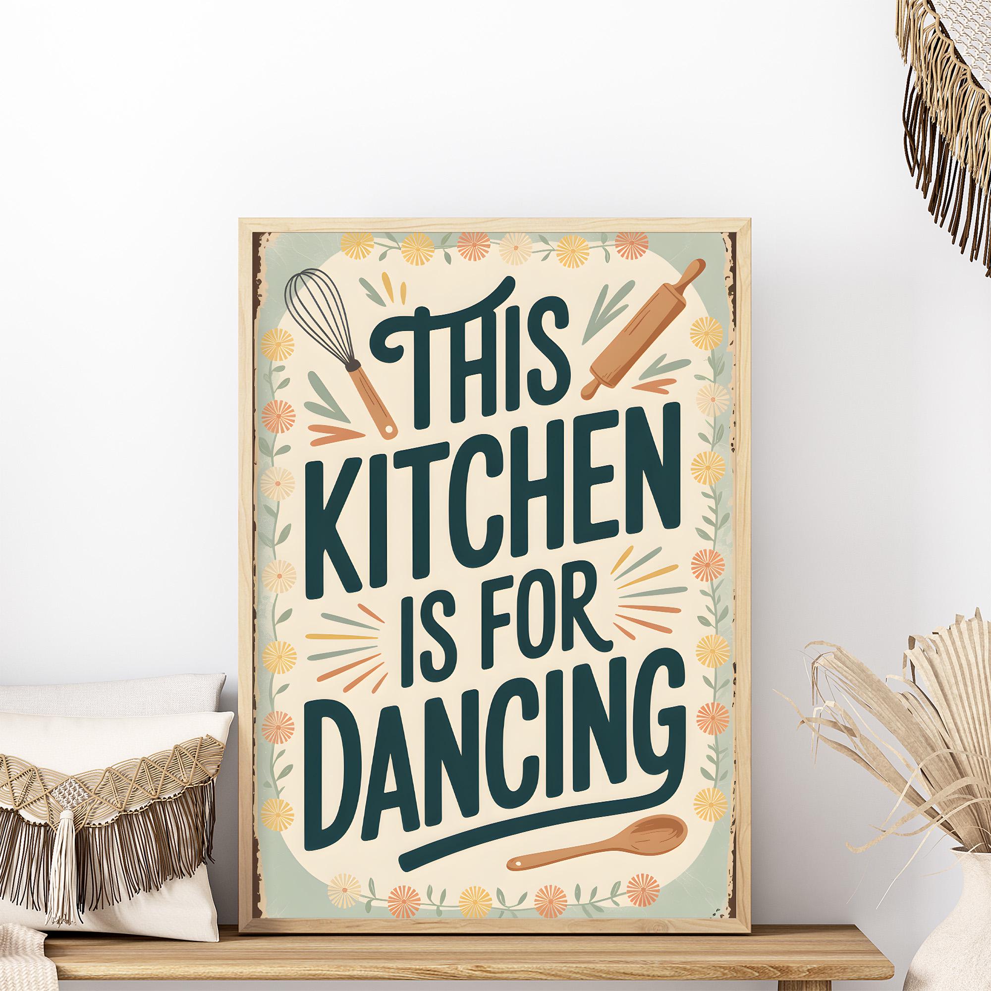 kitchen wall art set of 6 fun foodie prints this... This Kitchen is for Dancing - Vintage Kitchen Wall Art Printable ...