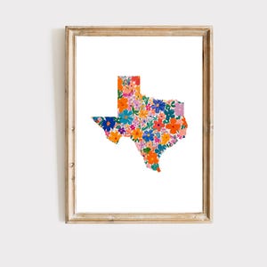 Arte murale del Texas, decorazione murale floreale dello stato del Texas, arte murale stampabile n. 175