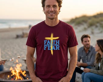 Faith Over Fear Christian Cross T-Shirt for Men & Women | Lightweight Cotton Crew Tee
