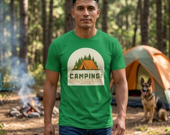 Camping Tent Graphic Tee | Retro Forest Campsite Shirt