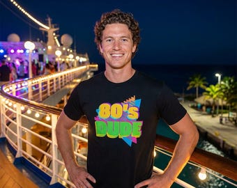 80s DUDE Tee | Retro 80s Party Neon Graphics T-Shirt