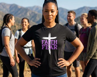 Faith Over Fear Cross T-Shirt – Lightweight Cotton Crew Tee