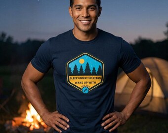 Sleep Under the Stars Badge Tee | Camping Nature Graphic Shirt