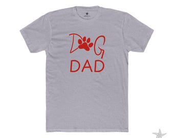 Dog Dad Graphic - Red Paw Print Unisex Cotton Tee