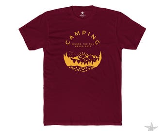 Camping Scene Tee | Mountain Sunset, Campfire Graphic Shirt