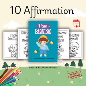 10 - PAGE BUNDLE - Self-Love Affirmation Coloring Pages | Inspirational Motivational Quotes | Printable PDF | Instant Download