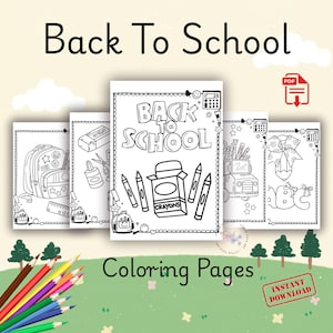 Back to school coloring pages, welcome back to school coloring book digital, printable i love to school coloring pages, grade level coloring