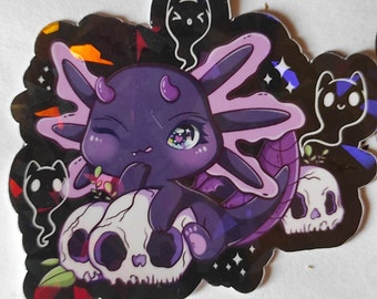 Vinyl Sticker- Axolotl Spooky /Glitzer
