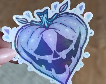 Vinyl Sticker- Scary Pumpkin Halloween holographic