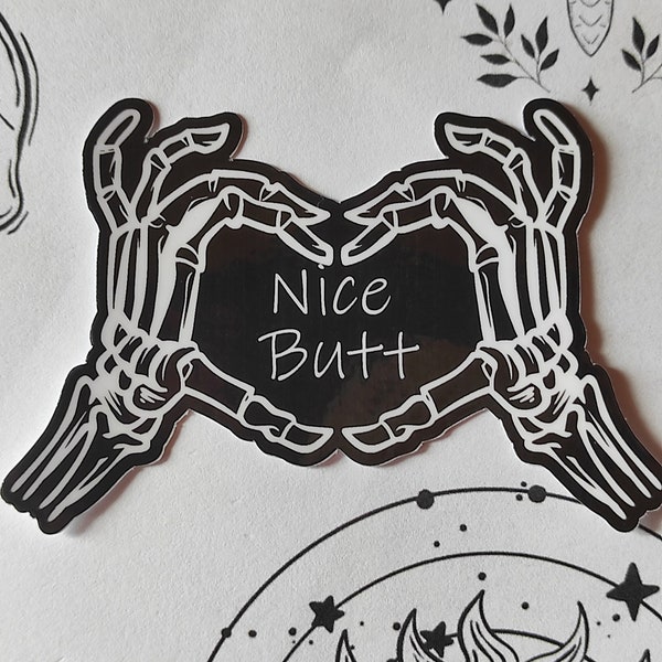 Vinyl Sticker- Nice Butt Skelton Heart