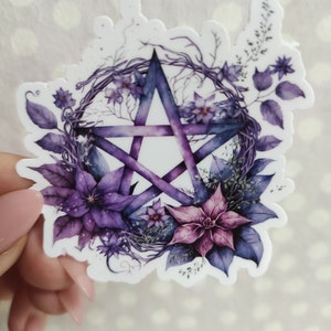 Vinyl sticker- purple pentagram witchy