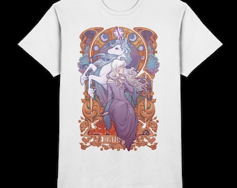 Lady Amalthea – Premium Fantasy T-Shirt with Unicorn