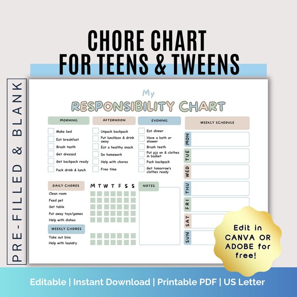 Teen Daily Routine - Etsy