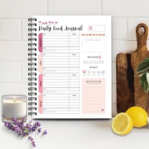 Daily Food Journal & Mood Tracker Printable: Mindful Eating Food Diary PDF Planner (Digital Download)