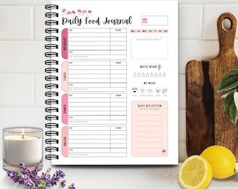Daily Food Journal & Mood Tracker Printable: Mindful Eating Food Diary PDF Planner (Digital Download)