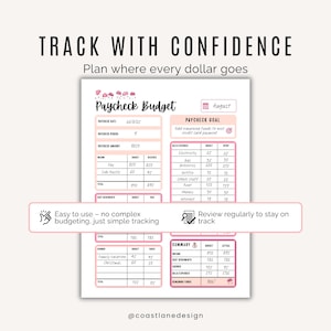 Paycheck budgeting sheet filled in