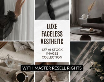 Faceless Marketing Dark Aesthetic Photo Bundle | Digital Marketing PLR Images for Instagram w/ Master Resell Rights | Business Stock Photos