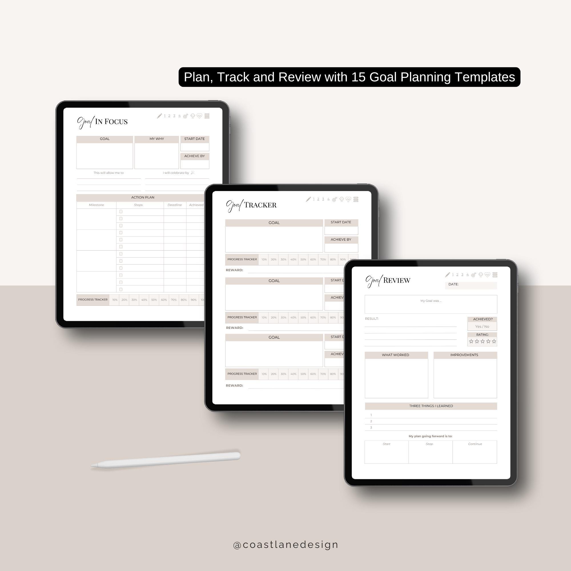 Undated Digital Goal Planner: Tablet Templates for Goodnotes ...