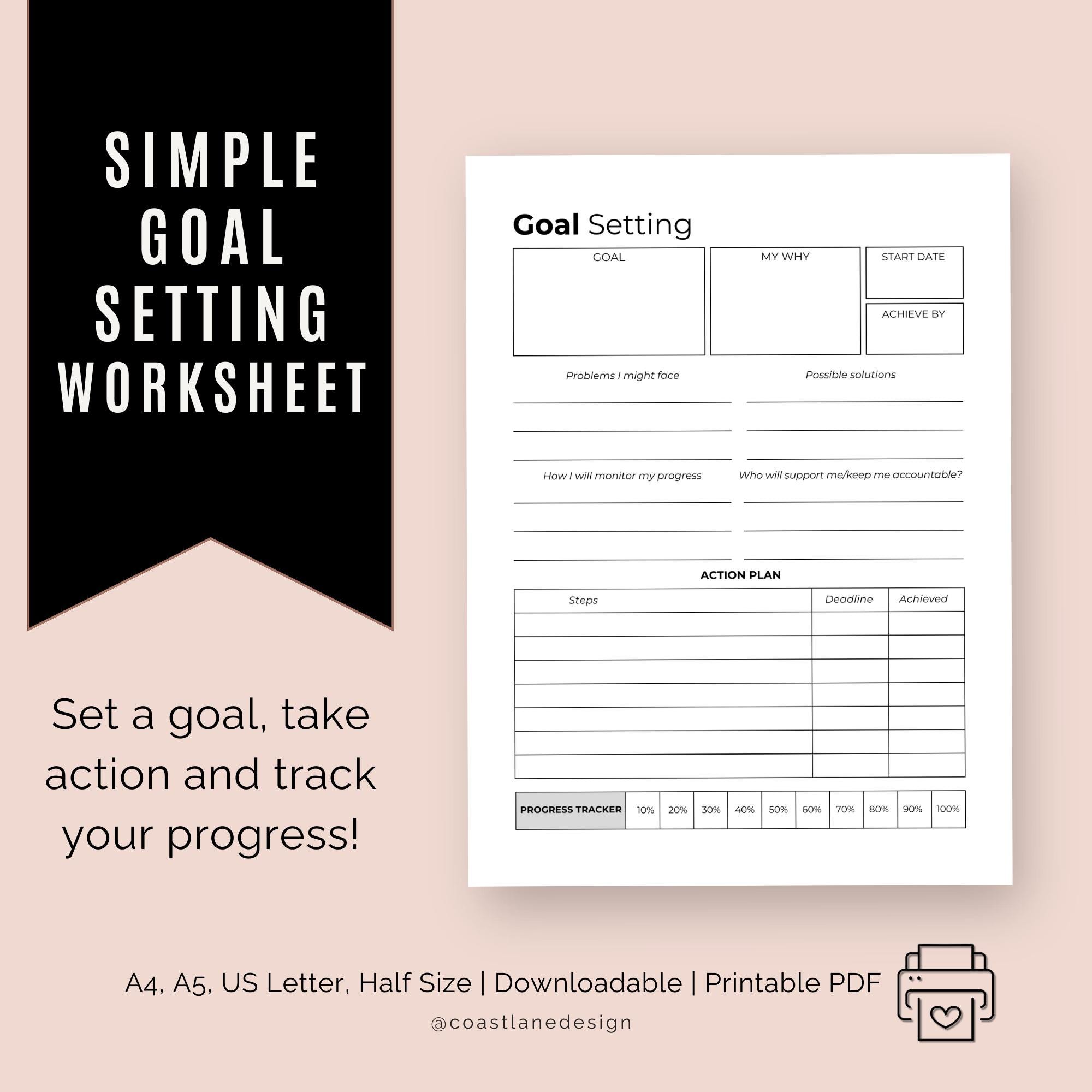 Printable Goal Setting Worksheet: SMART Goal Planner (PDF Download) - Etsy