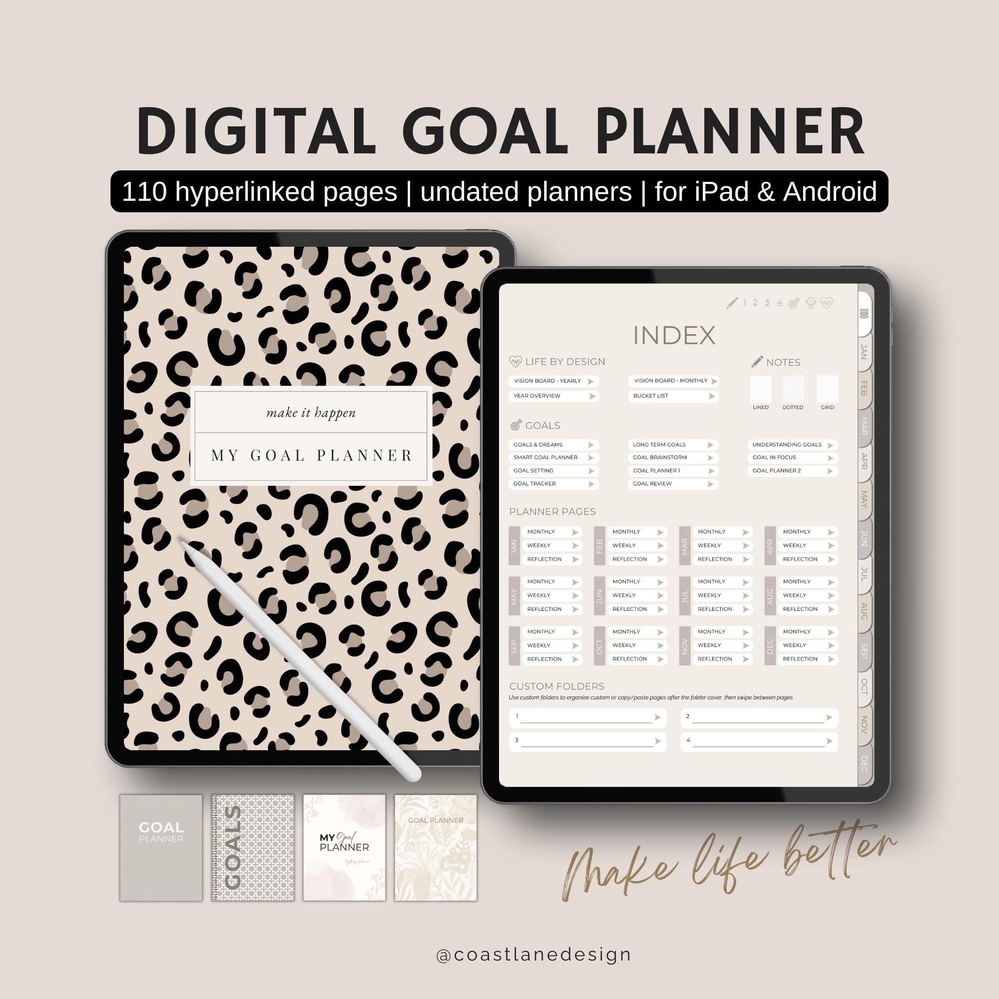 Undated Digital Goal Planner: Tablet Templates for Goodnotes ...