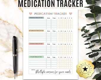 Weekly Medication Tracker for Nurses, Caregivers, Seniors & Kids | Digital Download, Printable PDF plus Editable Canva Template