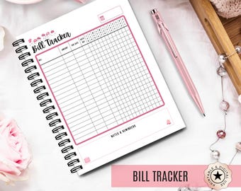 Bill Tracker Printable PDF | Monthly Bill Payment Checklist | Pink Budget Planner Insert | A4, A5, US Letter, Half Letter Size