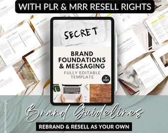 Szablon wytycznych dotyczących marki: Canva Editable, licencja PLR MRR (pobieranie cyfrowe A4/US Letter)