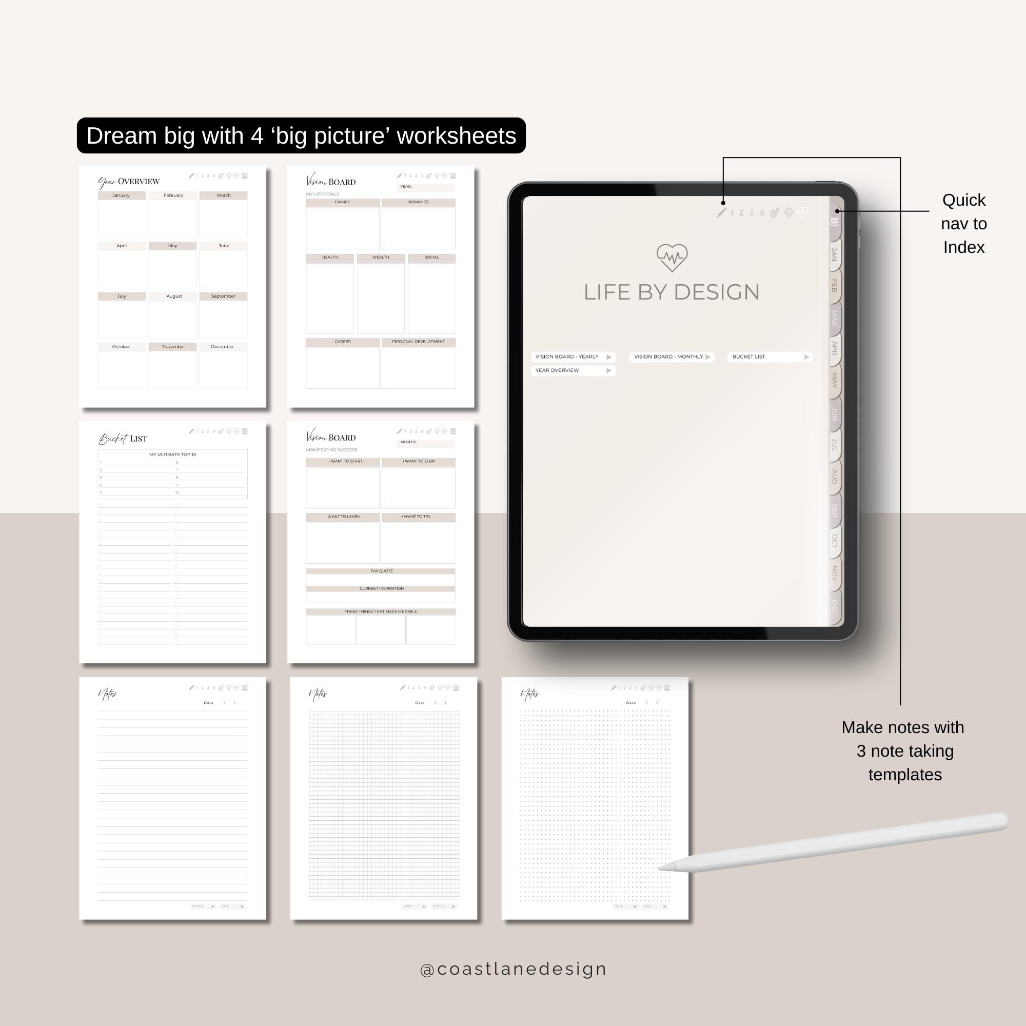 Undated Digital Goal Planner: Tablet Templates for Goodnotes ...