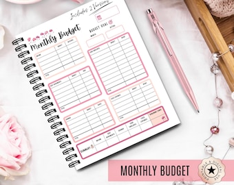 Monthly Budget Planner Printable: Pink Finance Tracker (A4, A5, US Letter, Half Letter PDF)