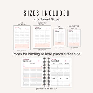 Grocery list printables in US Letter, A4, A5, and Half Letter paper sizes for home printing or digital use.