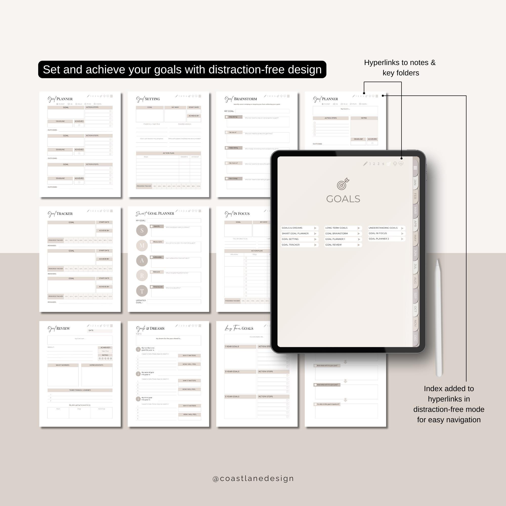 Undated Digital Goal Planner: Tablet Templates for Goodnotes ...