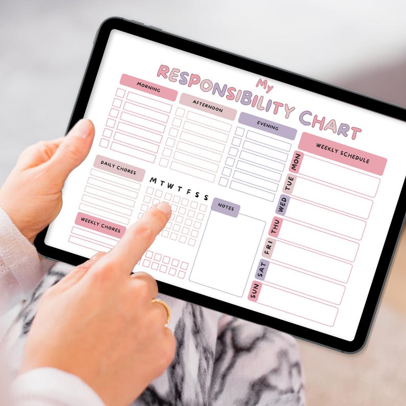 Kids Chore Chart for Teens - Printable Responsibility Checklist (PDF ...