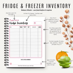 Fridge and Freezer inventory printable to track fresh and frozen food, expiry dates, and used items.